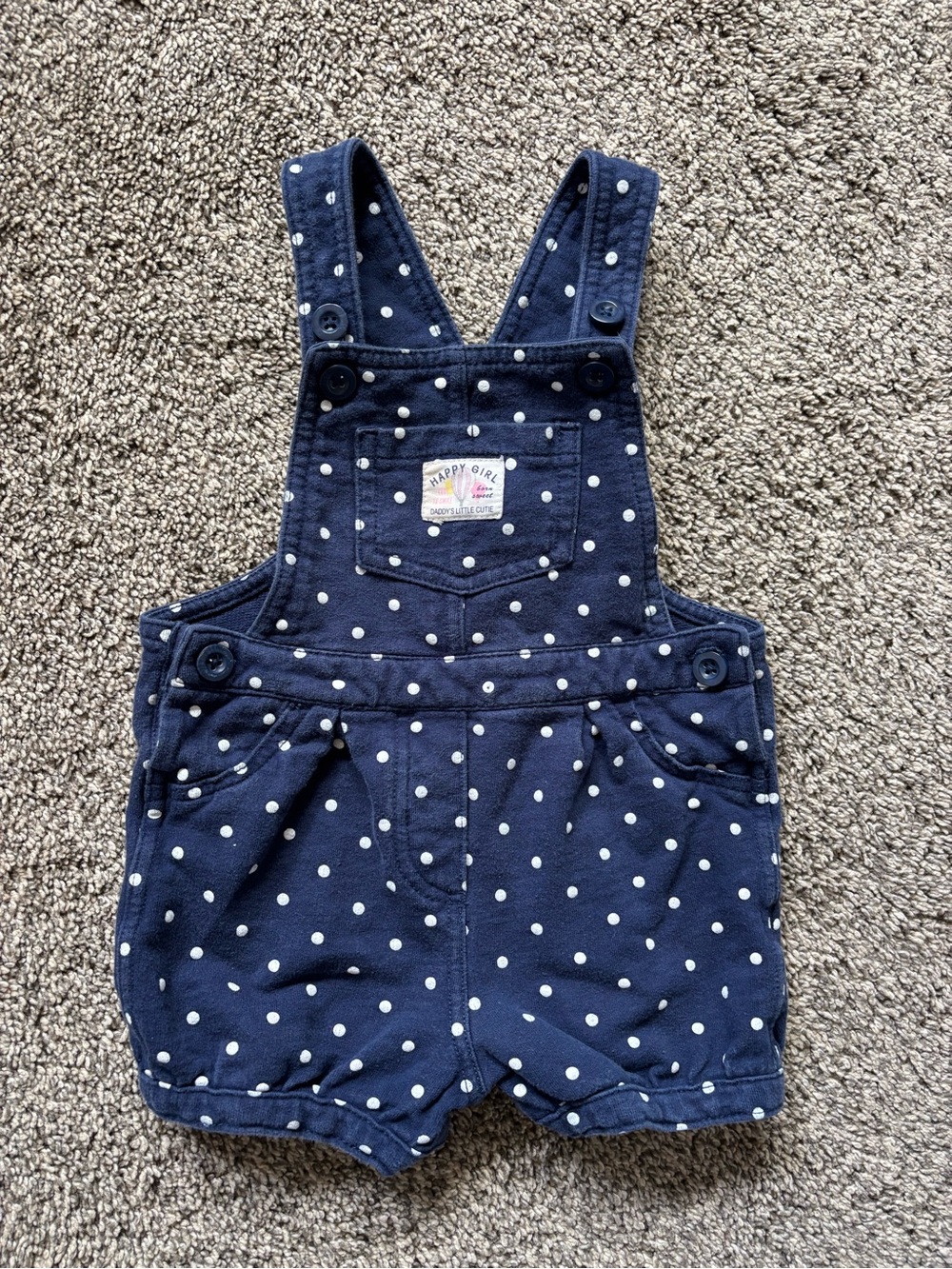 Carter's Navy Polka Dot Short Overalls